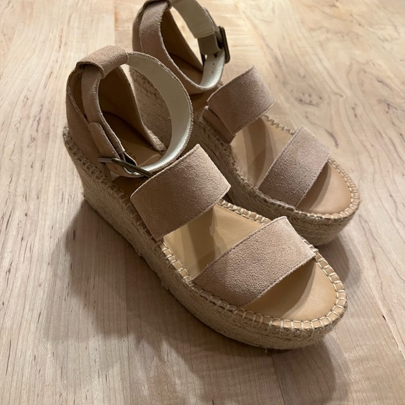 Soludos Tan Suede Wedge Sandals - Picture 1 of 3
